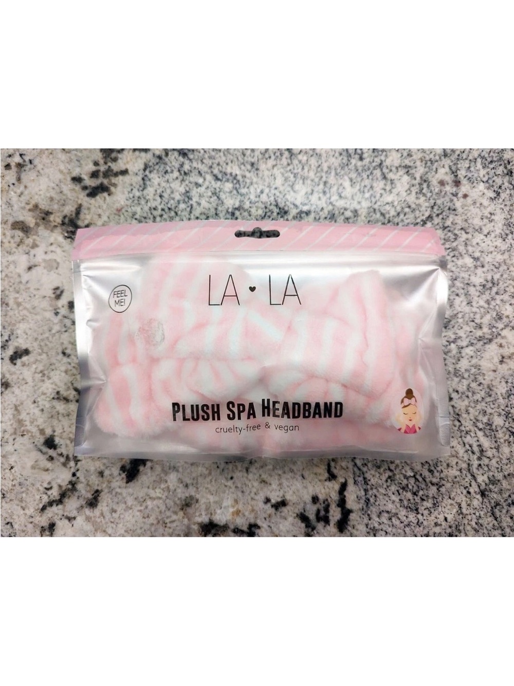 LA·LA Teddy Headband Plush Spa Headband — Pink & White NEW!